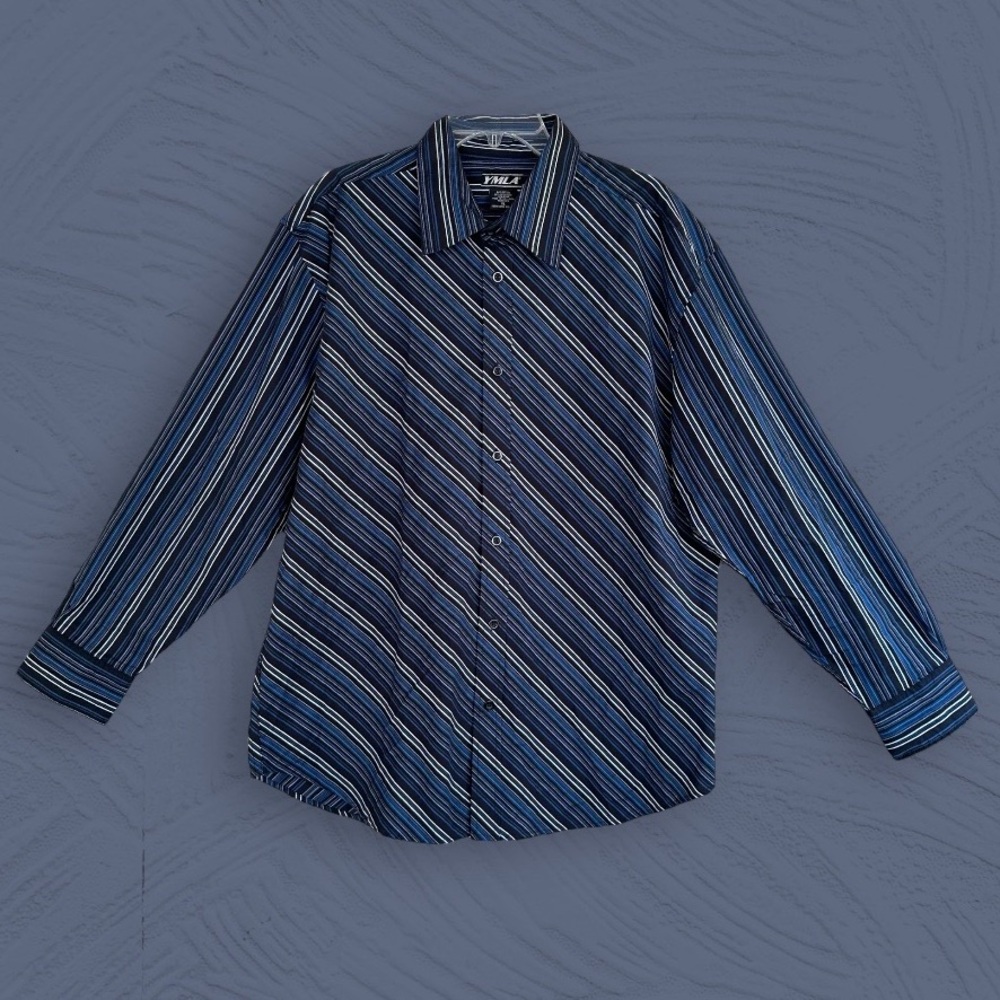 YMLA Vintage Blue & Black Stripped Button Down Shirt